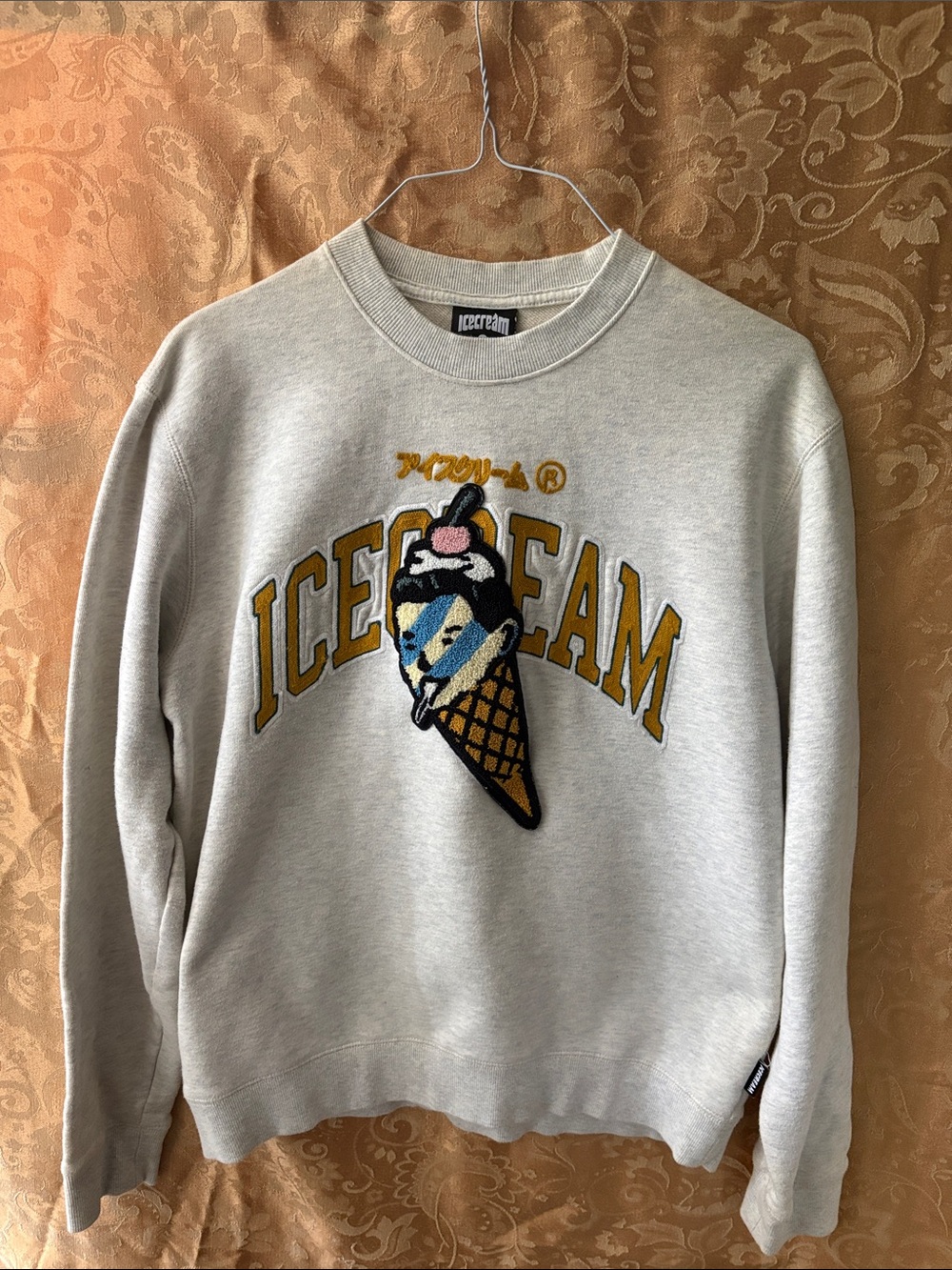 Icecream Men's Crewneck Sweatshirt in Heather Gray with Gold Logo